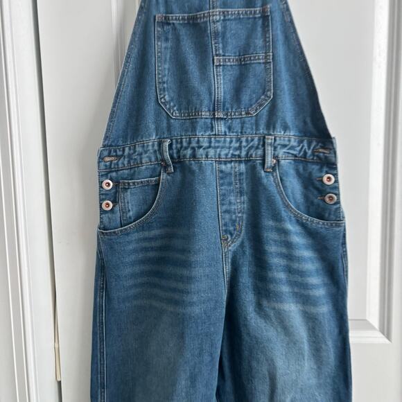 Barrel Leg Denim Overalls Sz XL Horseshoe Jean Jumpsuit Blue - Picture 12 of 15